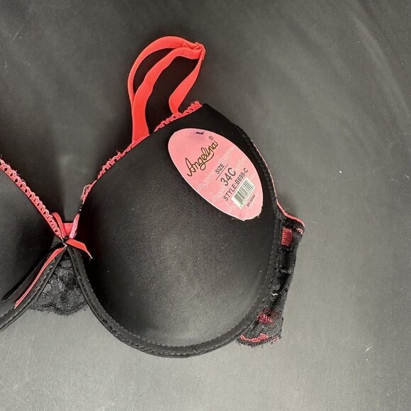 Angelina Black Pink Bra Silky Lace Detail Convertible Removable AdjustableStraps - Picture 3 of 10